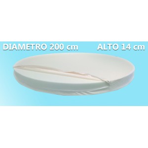 Materasso Rotondo Dolce Morfeo Alto 14 cm, Diametro 200 CM, Densità 30, Sfoderabile, Fodera in Aloe Vera 