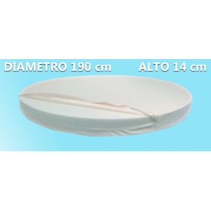 Materasso Rotondo Dolce Morfeo Alto 14 cm, Diametro 190 CM, Densità 30, Sfoderabile, Fodera in Aloe Vera 